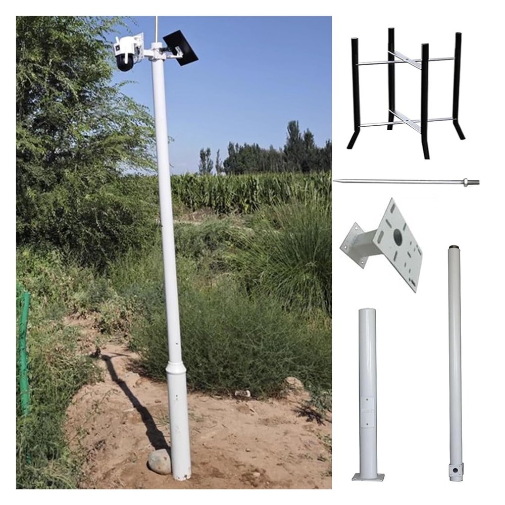 Surveillance Cameras Holder Column, Segmented Security Camera Pole Outdoor, Detachable Surveillance Stand for Factory/Farm/School/Warehouse/Street(ligjt grey,157 1/2 in(400cm))