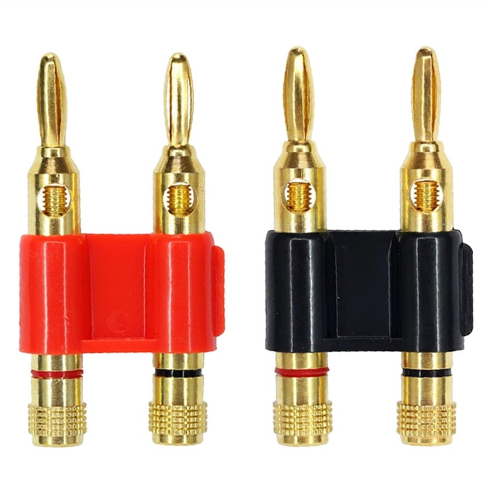 8PCS Double Row 4mm Banana Connector Gold Plated Speaker Adapter Two-Position Audio Cross(Red 8Pcs)