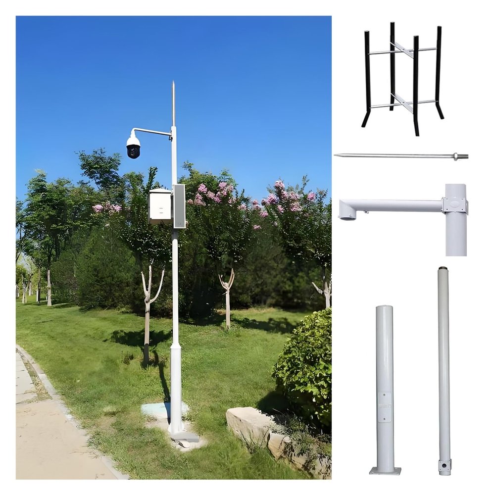 6.6 8.2 9.8 11.5 13.1 14.8 16.4 19.7ft Tall White Floor Holder Stand Mount for Security Camera, Floor Security Camera Holder Easy Assembly & Detachable(Light Coffee,177 1/5 in(450cm))
