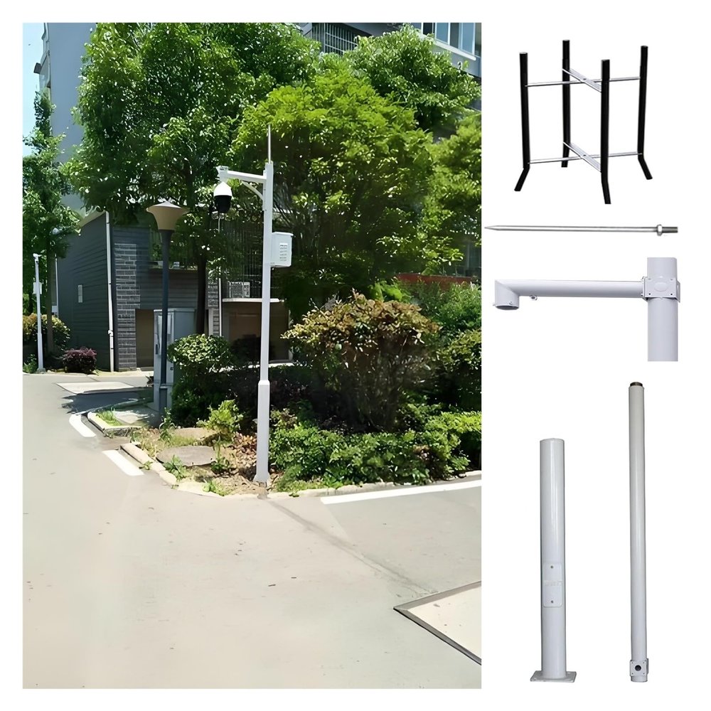 Solar Panels/Camera Mounting Bracket Pole, 2 2.5 3 3.5 4 4.5 5 6m Overlength Surveillance Stand Weatherproof, Splicing Type Security Camera Stand(Light Coffee,400cm/13.1ft)