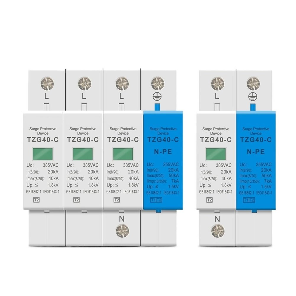 1pcs AC SPD Din Rail 1P+NPE 3P+NPE 50KA T1 T2 385V 255V House holde Surge Protector Protective Low-Voltage Arrester Device(1P NPE,275V)