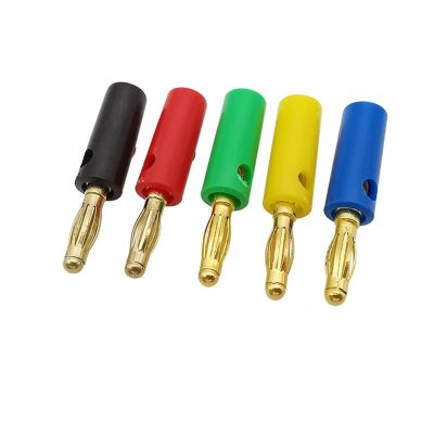 100Pcs/lot 4mm Banana Connector Screw Lock Bananas Test Plugs Male Red Blue Green Black Yellow(Blue)