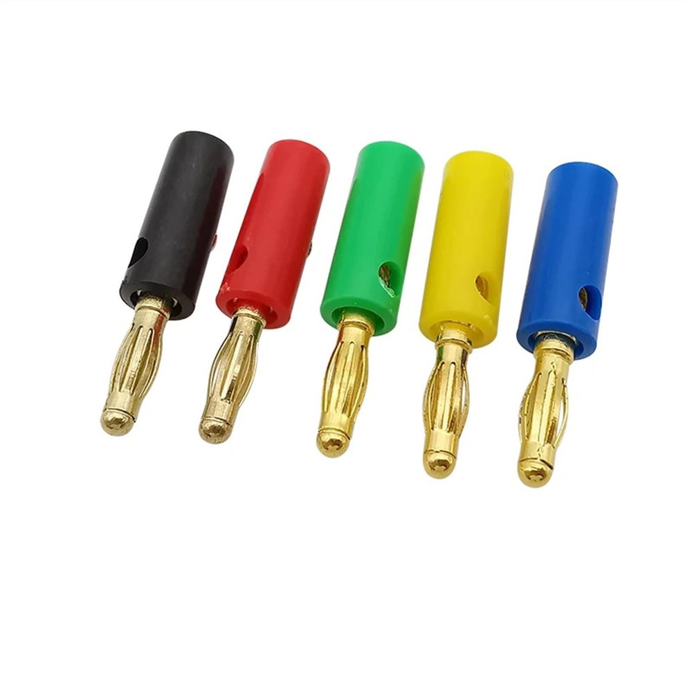 100Pcs/lot 4mm Banana Connector Screw Lock Bananas Test Plugs Male Red Blue Green Black Yellow(Blue)