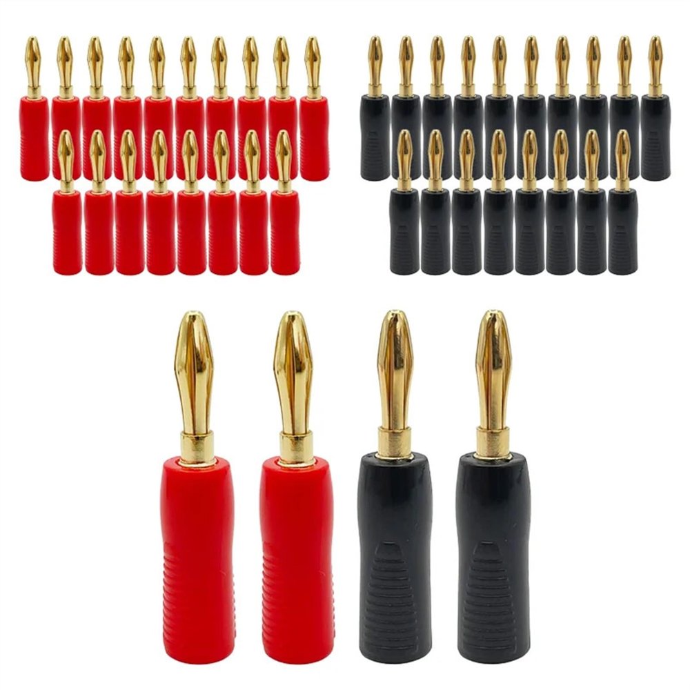10PCS 4mm Gold Plated Speaker Banana Horn Non-Slip Shell Speakers Banana Connector for Audio Video Speaker Cable Adapter(10 Black)