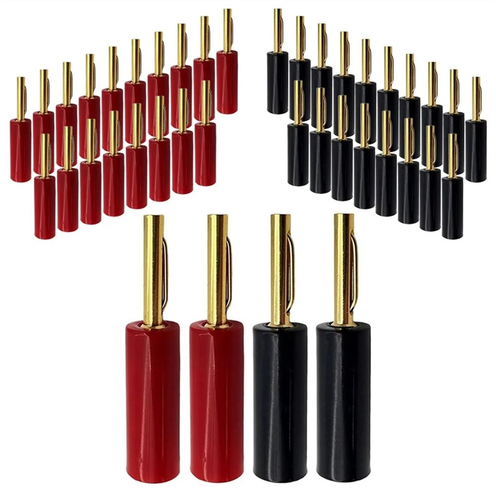 8PCS Gold Plated 4mm Speaker Banana Connector No Welding Horn for Audio Video Cable Adapter(8 Red)