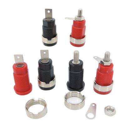 5X 32A Insulated 4MM Banana Female Head Socket Jack Panel Mount Binding Post red Black Connector Multimeter(5pcs Type-A Black)
