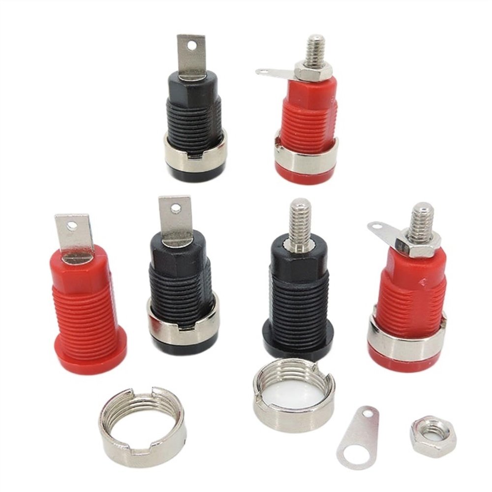5X 32A Insulated 4MM Banana Female Head Socket Jack Panel Mount Binding Post red Black Connector Multimeter(5pcs Type-A Black)