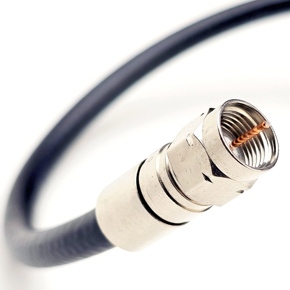 PHATSAT Heavy-Duty Metal Connector Enhanced RG6 TV Antenna Cable, Made in USA, Black Jacket, 75 Ohm, Weatherproof, for Indoor and Outdoor Use, 15 ft