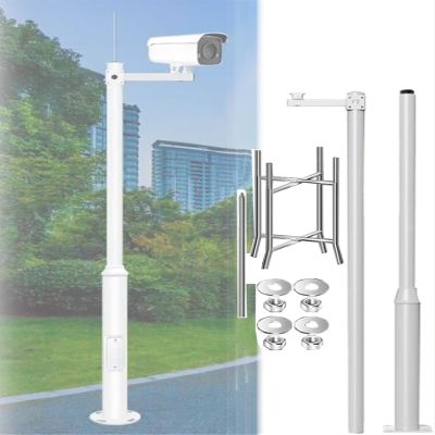 Camera Mounting Bracket Pole, Detachable Surveillance Camera Pole, Surveillance Post Stand for School Backyard Porch Patio Walkway(137.8in/11ft)