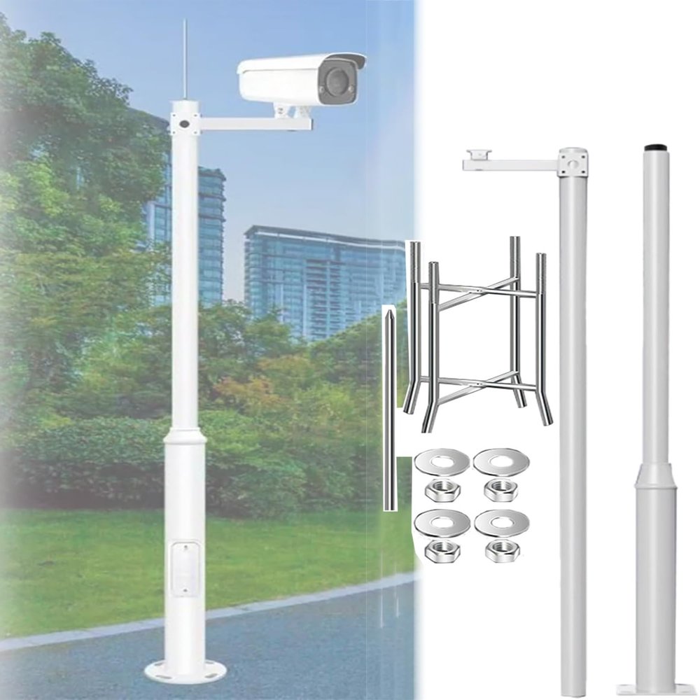 Camera Mounting Bracket Pole, Detachable Surveillance Camera Pole, Surveillance Post Stand for School Backyard Porch Patio Walkway(137.8in/11ft)