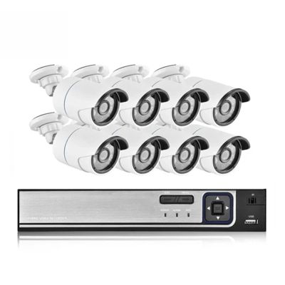 JUCFRDNJ H.265+ 8CH 5MP HD POE NVR Kit CCTV Security System AI Audio Face Detect IP Camera Outdoor 2592X1944 P2P Video Surveillance Set(None,8CH NVR and 8 Camera_AU Plug)