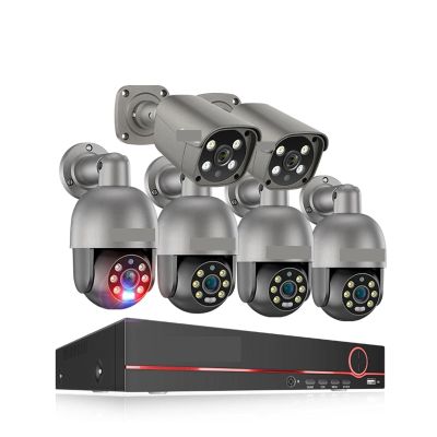 JUCFRDNJ 8CH HD 5MP PTZ POE Security Camera System Outdoor Waterproof Recorder CCTV Surveillance Protection Kit Human Detect(None,Beige)