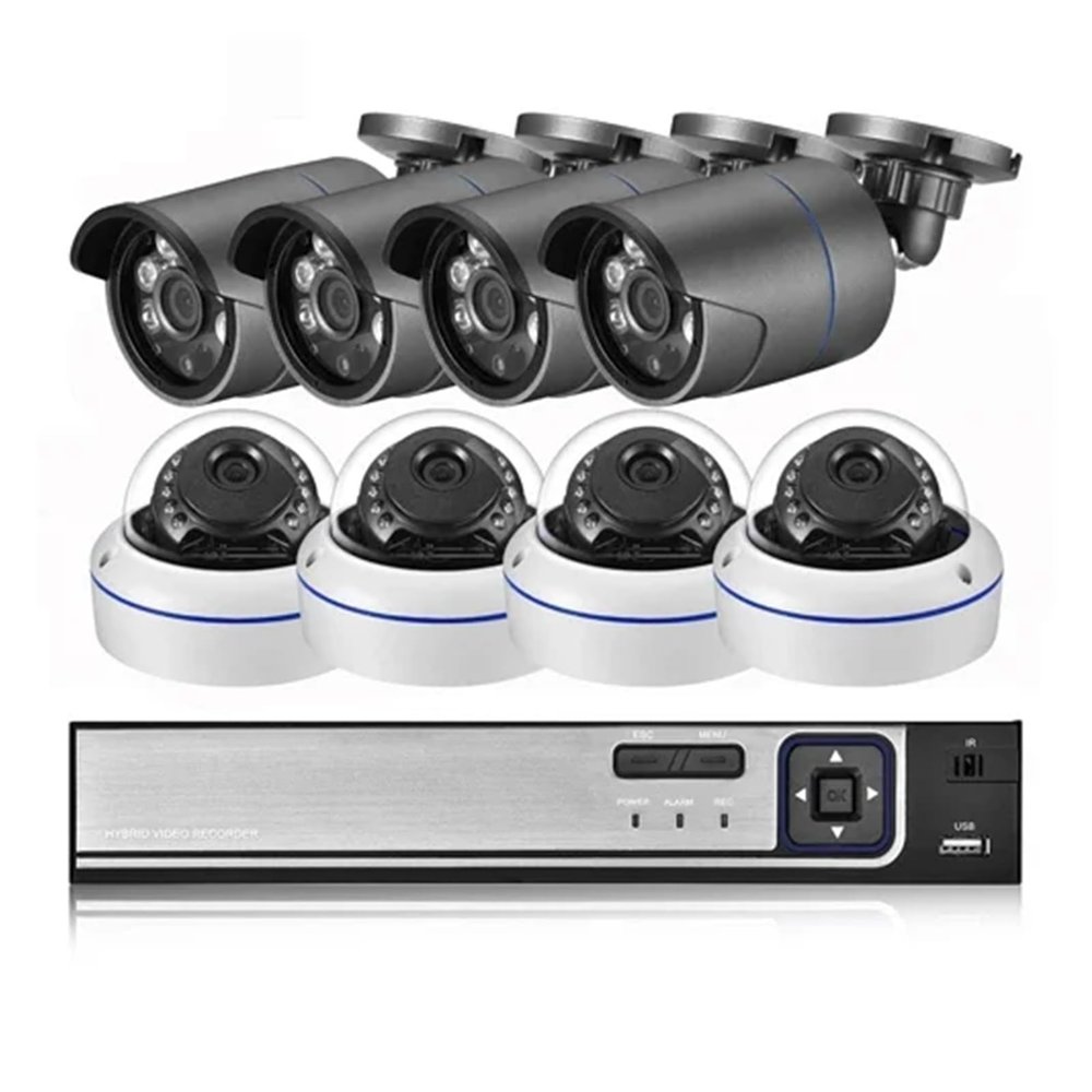 JUCFRDNJ H.265 8CH 3MP POE NVR Kit Audio Sound CCTV System 3.0MP Dome Security IP Camera P2P Indoor Outdoor Video Surveillance Set(None,8CH NVR and 8 Camera_AU Plug)