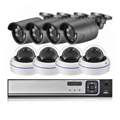 JUCFRDNJ H.265 8CH 3MP POE NVR Kit Audio Sound CCTV System 3.0MP Dome Security IP Camera P2P Indoor Outdoor Video Surveillance Set(None,8CH NVR and 8 Camera_US Plug)