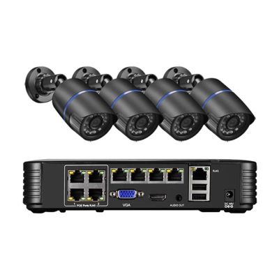JUCFRDNJ 8MP Home Video Surveillance Set 48V POE CCTV Motion Detection AI Security Camera System Kit NVR Audio Outdoor Night Visi(None,8CH NVR and 4 Camera)