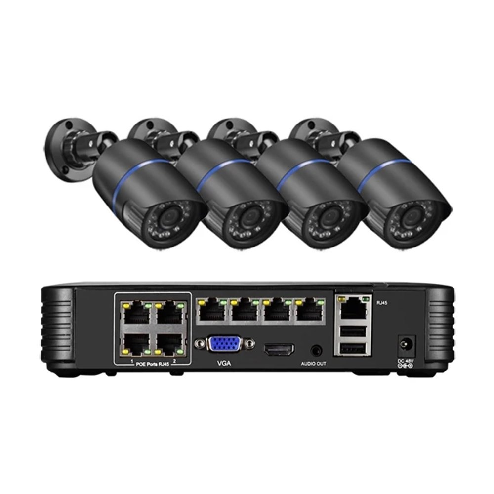 JUCFRDNJ 8MP Home Video Surveillance Set 48V POE CCTV Motion Detection AI Security Camera System Kit NVR Audio Outdoor Night Visi(None,8CH NVR and 4 Camera)