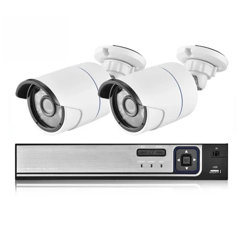 JUCFRDNJ H.265+ 8CH 5MP HD POE NVR Kit CCTV Security System AI Audio Face Detect IP Camera Outdoor 2592X1944 P2P Video Surveillance Set(None,8CH NVR and 2 Camera_US Plug)