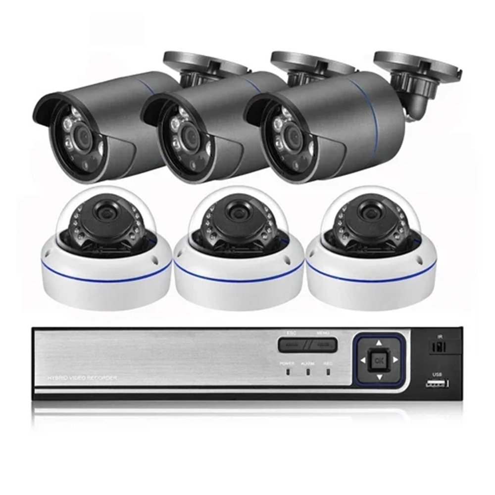 JUCFRDNJ H.265 8CH 3MP POE NVR Kit Audio Sound CCTV System 3.0MP Dome Security IP Camera P2P Indoor Outdoor Video Surveillance Set(None,8CH NVR and 6 Camera_US Plug)