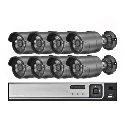 JUCFRDNJ 4CH 8CH POE Video Security System 4MP 5MP Audio Outdoor Weatherproof Night Vision IP Camera Street Surveillance CCTV Kit(None,4CH NVR and 2PCS 5MP)