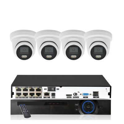 JUCFRDNJ 8CH 4K Security Camera System H.265 AI Indoor Outdoor Waterproof IP Camera Colorful Night Vision 8MP Audio Record Set(None,8 NVR x 4PCS 5MP)
