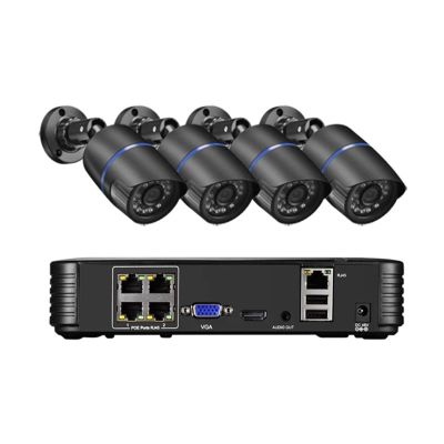 JUCFRDNJ 8MP Home Video Surveillance Set 48V POE CCTV Motion Detection AI Security Camera System Kit NVR Audio Outdoor Night Visi(1T,4CH NVR and 4 Camera)