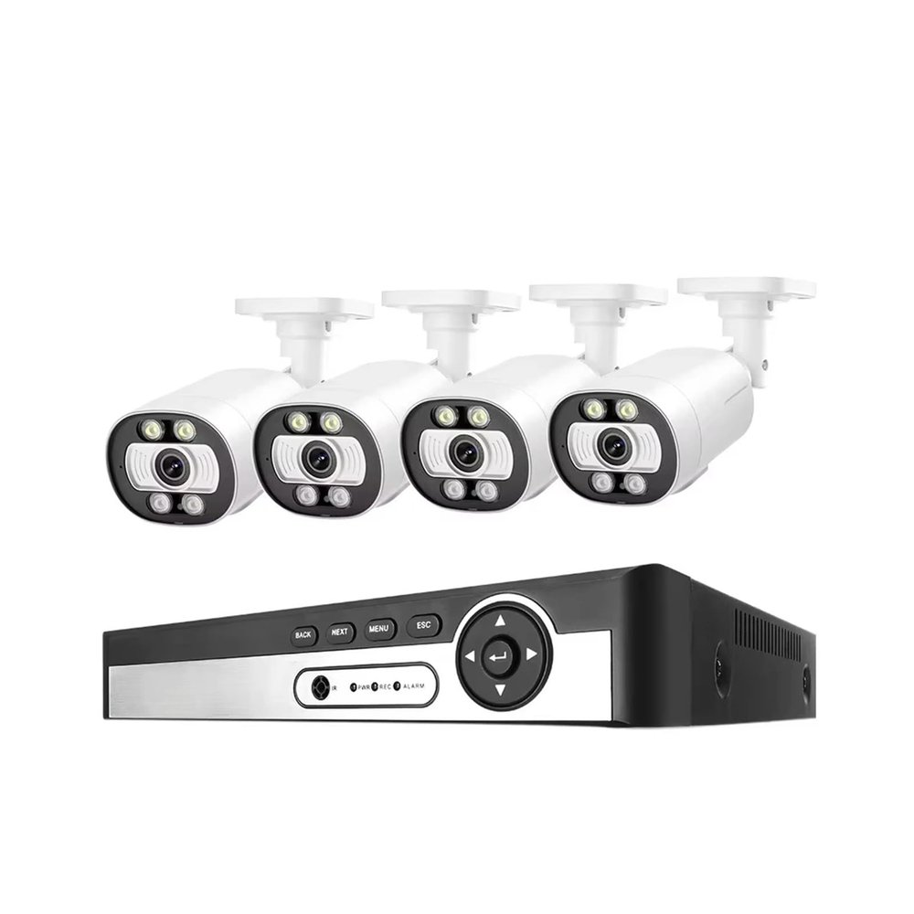 JUCFRDNJ 8CH 5MP POE CCTV Camera System Security Protection Smart AI Face Detect 2-Way Audio Video Surveillance Camera Kit Outdoo(4T,8CH NVR 4 Cameras)