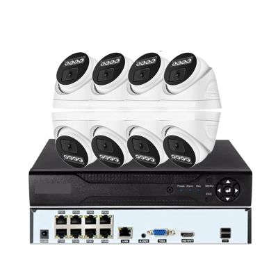 Full Color Infrared 4K 8MP 2.8mm Lens H.265+ Indoor Face Detection Audio 8CH 8 Channel POE IP CCTV Camera NVR DVR Kits System(None,4pcs 4K Sony415 Kits)