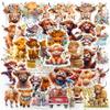 100 PCS Highland Cow Stickers,Funny Highland Cow Stickers,Waterproof Vinyl Decals for Laptop,Water Bottle,Journal, Scrapbook view 1