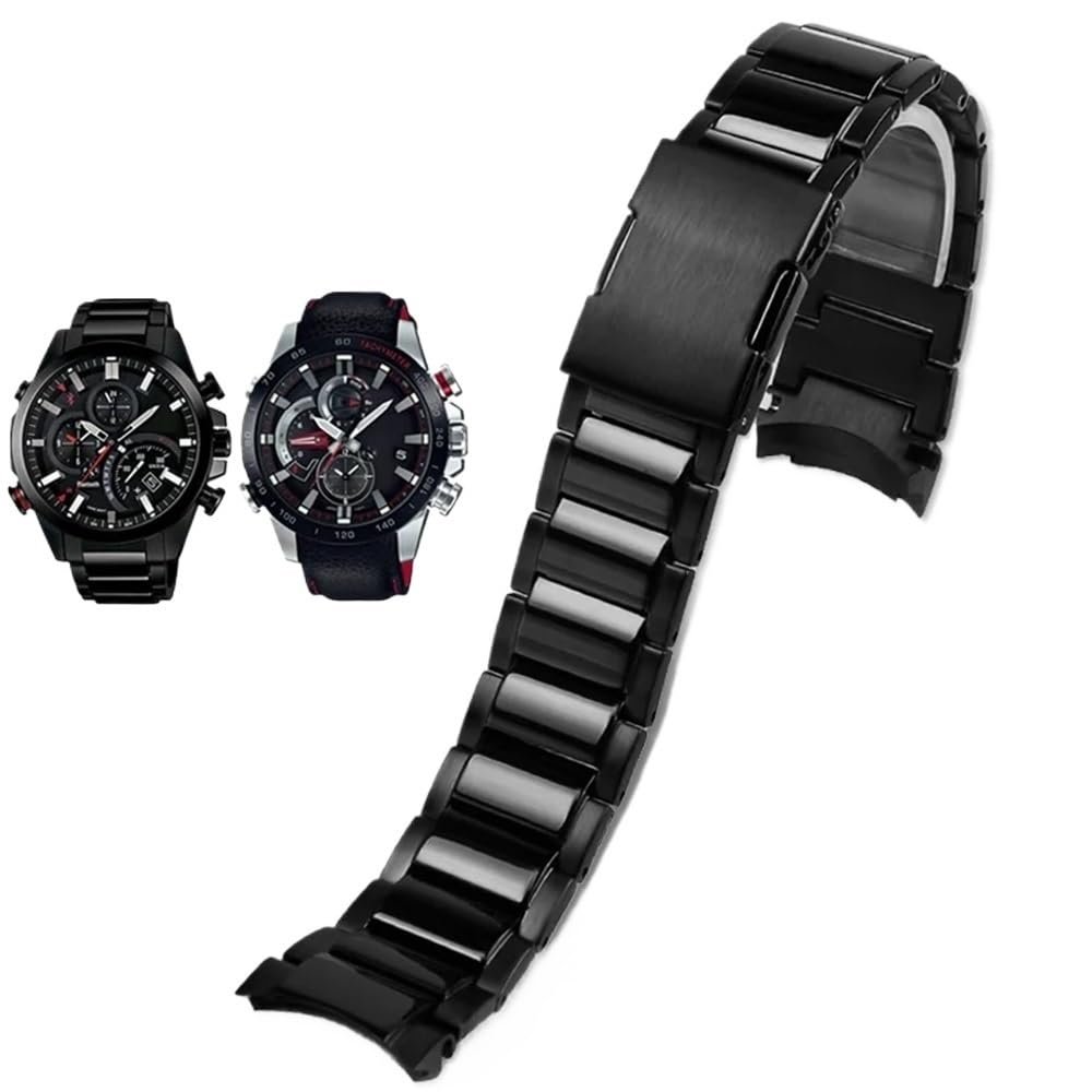 22mm Fine steel exclusive use Watchband Fit for Casio EDIFICE EQB-501/EQB-500/EQB-800(Black)