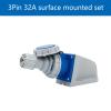 1Set IEC60309 Waterproof Industrial Connector Plug Socket 3Pin 32A 200V-250V 2P+E 6H IP67 Waterproof Connector Power Connecting Industrial Surface Mounted Socket Set for Aviation and Industry view 2