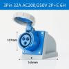 1Set IEC60309 Waterproof Industrial Connector Plug Socket 3Pin 32A 200V-250V 2P+E 6H IP67 Waterproof Connector Power Connecting Industrial Surface Mounted Socket Set for Aviation and Industry view 4