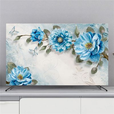 3D Flower Pattern Indoor TV Dust Cover Elastic Soft Stretchable 32-80 Inch Universal Dust Proof Screen Protector Elegant Living Room Bedroom Television Decor-flower3||49-52inch