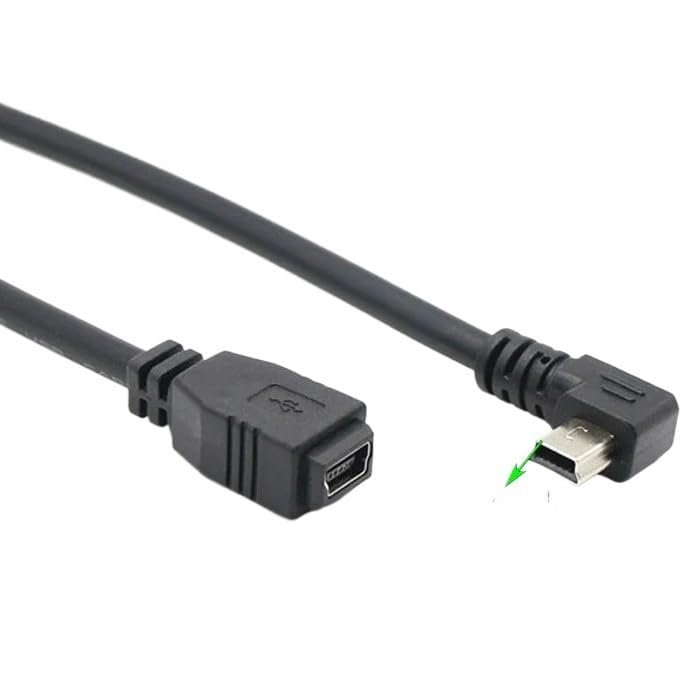 90 Degree Angle Elbow USB Type A USB Female to B 5 Pin Male Cable Adapter Connector Data Cable(Left Angled)