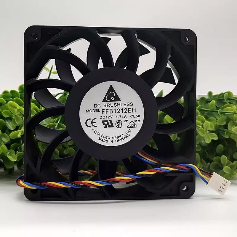 Shrandi REAMTONY 120mm Cooling Fan Delta FFB1212EH - High Air Volume Booster Fan with Speed Control, 12V, 1.74A, Ideal for PC and Electronics Cooling