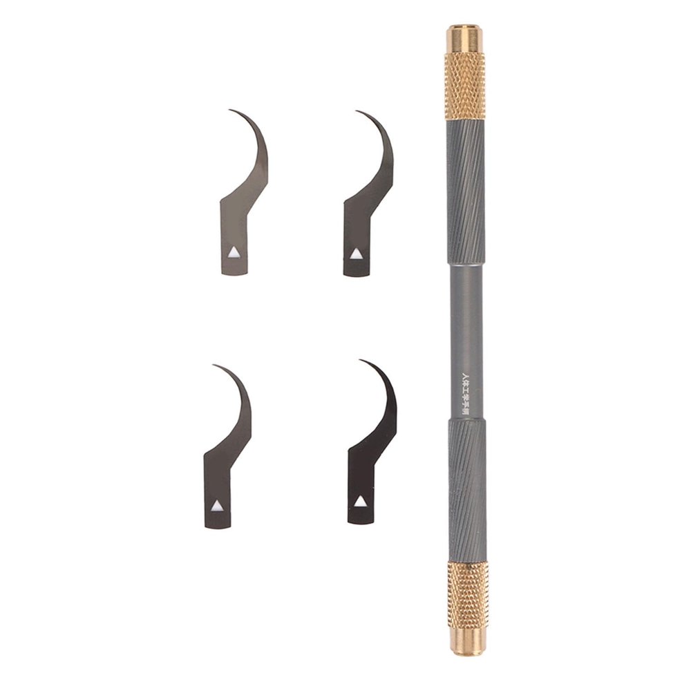 Aramox 4 in 1 Motherboard IC Chip Repair Degumming Knife Set with Aluminum Alloy and Copper Head, 4 Blades with Ergonomic Handle (Grey B)