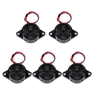 5PCS DC 3-24V 100dB Active Piezo Electronic Buzzer, 2-Wire Leads Electric Alarmer Black Beep Tone Alarm Ringer Continous Sound