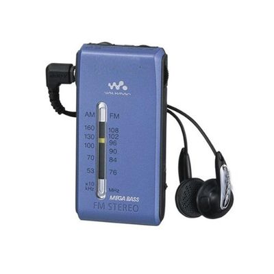 SRF-S84 Pocket Portable Radio, AM FM Stereo Portable Shortwave Mini Radio with Super Compact Bass Stereo Earphone Plug Set Earphone for Travel (Blue)