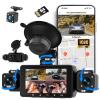 360 4 Channel 1080P Dash Cam Front and Rear Inside,3 Dash Camera for Cars Car Camera with WiFi,APP Control,IR Night Vision,Loop Recording,G-Sensor,Parking Assistance,24H Parking Monitor+64G SD view 1