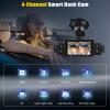 360 4 Channel 1080P Dash Cam Front and Rear Inside,3 Dash Camera for Cars Car Camera with WiFi,APP Control,IR Night Vision,Loop Recording,G-Sensor,Parking Assistance,24H Parking Monitor+64G SD view 2