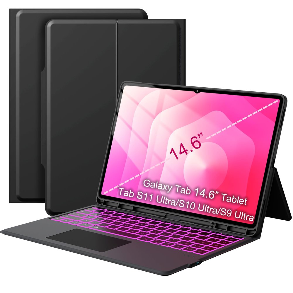for 14.6 inch Samsung Galaxy Tab S11 Ultra/ S10 Ultra/ S9 Ultra /S8 Ultra Case with Keyboard - Folio Book Cover with Touchpad - 7 Color Backlit Keyboard with S Pen Holder for 14.6" Samsung Tablet