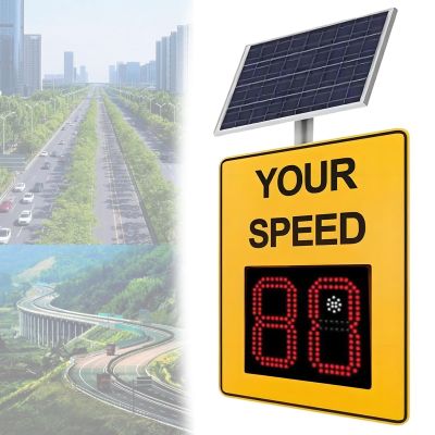 DOZPAL Solar Powered Speed Limit Radar Sign, Aluminum Speed Radar Feedback Sign 2-Digit/3-Digit Speed Detector for Streets & Neighborhoods, Remote Control 2-digit-5070cm