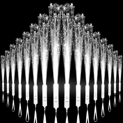 U-MOJOK 27 PCS White Fiber Optic Wands Glow Sticks, Light Up Fiber Optic Lights Rod with 3 Light Modes, Sparklers Fireworks Sticks for Wedding, Concerts, Halloween,Christmas,New Year Party