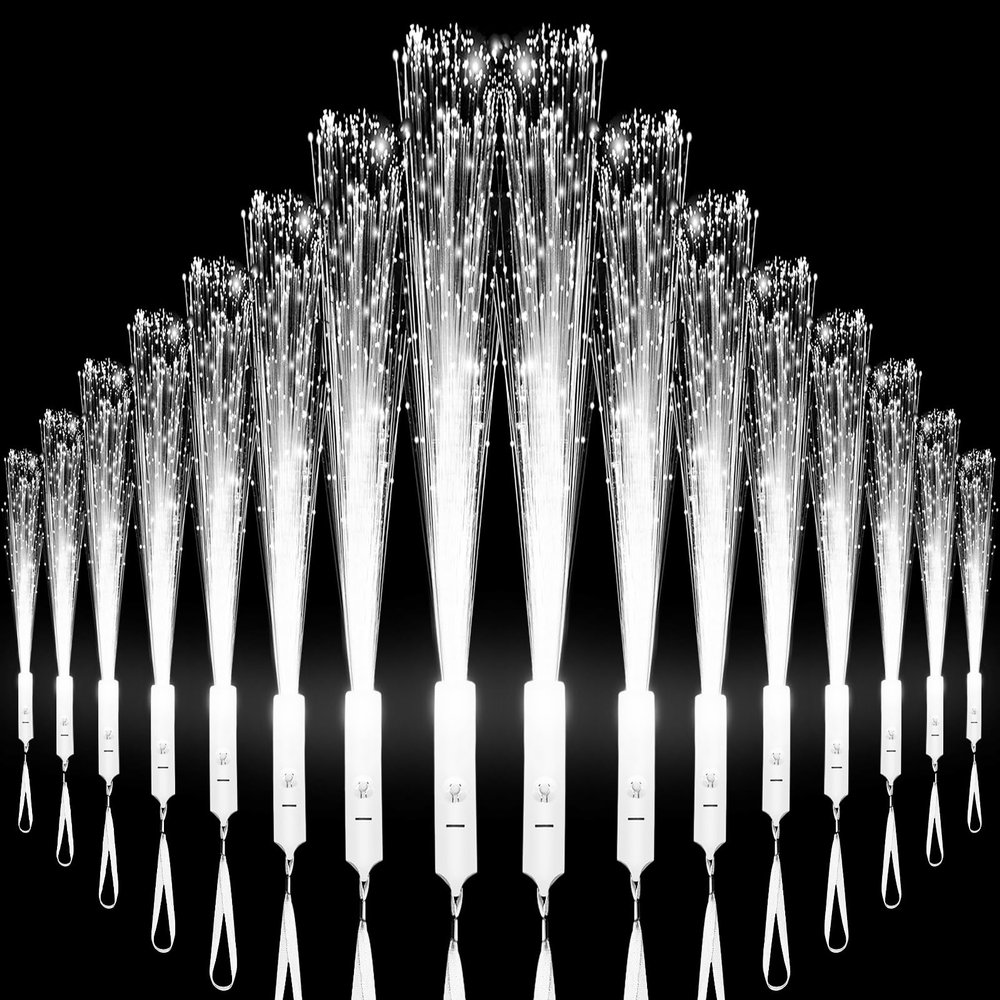 U-MOJOK 27 PCS White Fiber Optic Wands Glow Sticks, Light Up Fiber Optic Lights Rod with 3 Light Modes, Sparklers Fireworks Sticks for Wedding, Concerts, Halloween,Christmas,New Year Party