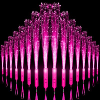 27 PCS Pink Fiber Optic Wands Glow Sticks, Light Up Fiber Optic Lights Rod with 3 Light Modes, Sparklers Fireworks Sticks for Valentine's Day, Wedding, Concerts, Halloween,Christmas, Neon Party