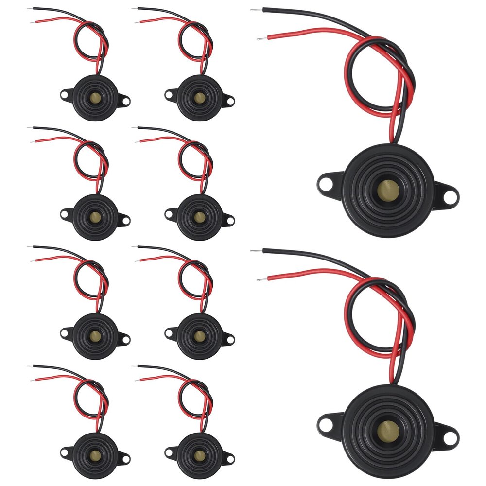 DC 3-24V Active Piezo Buzzer 85 db 2-Wire Electronic Buzzer Alarm Sounder (10 Pcs)
