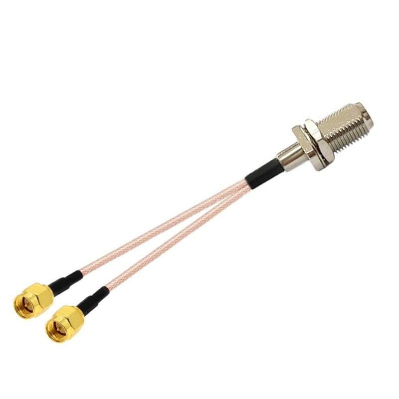F-Type Female nut to 2X SMA Male Plugs Y-Type Splitter Combiner Pigtail Cable RG316 50cm for routers