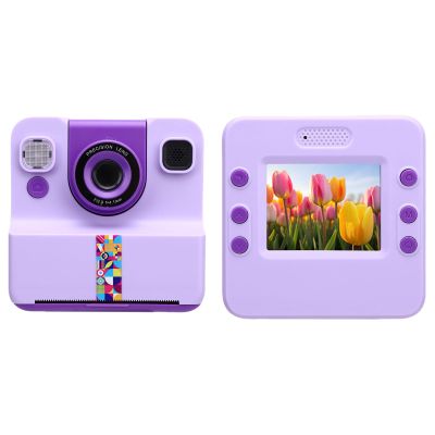 Bewinner Instant Camera Printing for Kids, 2.4 Inch HD Screen Instant Cameras Printing Photos, 1080p Video Recorder with Filters and 180 Flip Lens (Violet)