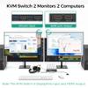 SUIDEK Displayport KVM Switch 2 Monitors 2 Computers 4K@60Hz, DP In HDMI Out KVM Switcher with 4 USB3.0, 2 Computers Sharing 2 Monitors Keyboard Mouse Printer, with 2 USB Cable, Controller and Adapter view 4