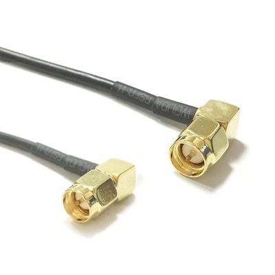 Antenna SMA Male Right Angle to RA 90 Degree Pigtail Adapter RG174 50cm Black