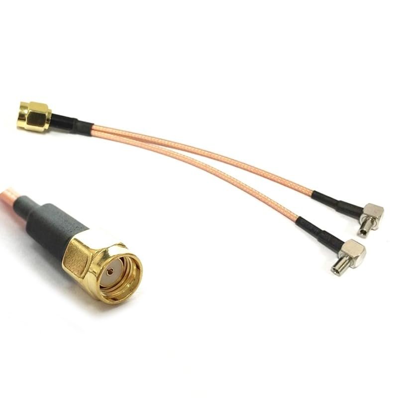 RP SMA Male to 2X TS9 Connector Y-Type Splitter Combiner Coaxial Pigtail Cable 100CM for 3G 4G Modem Routers